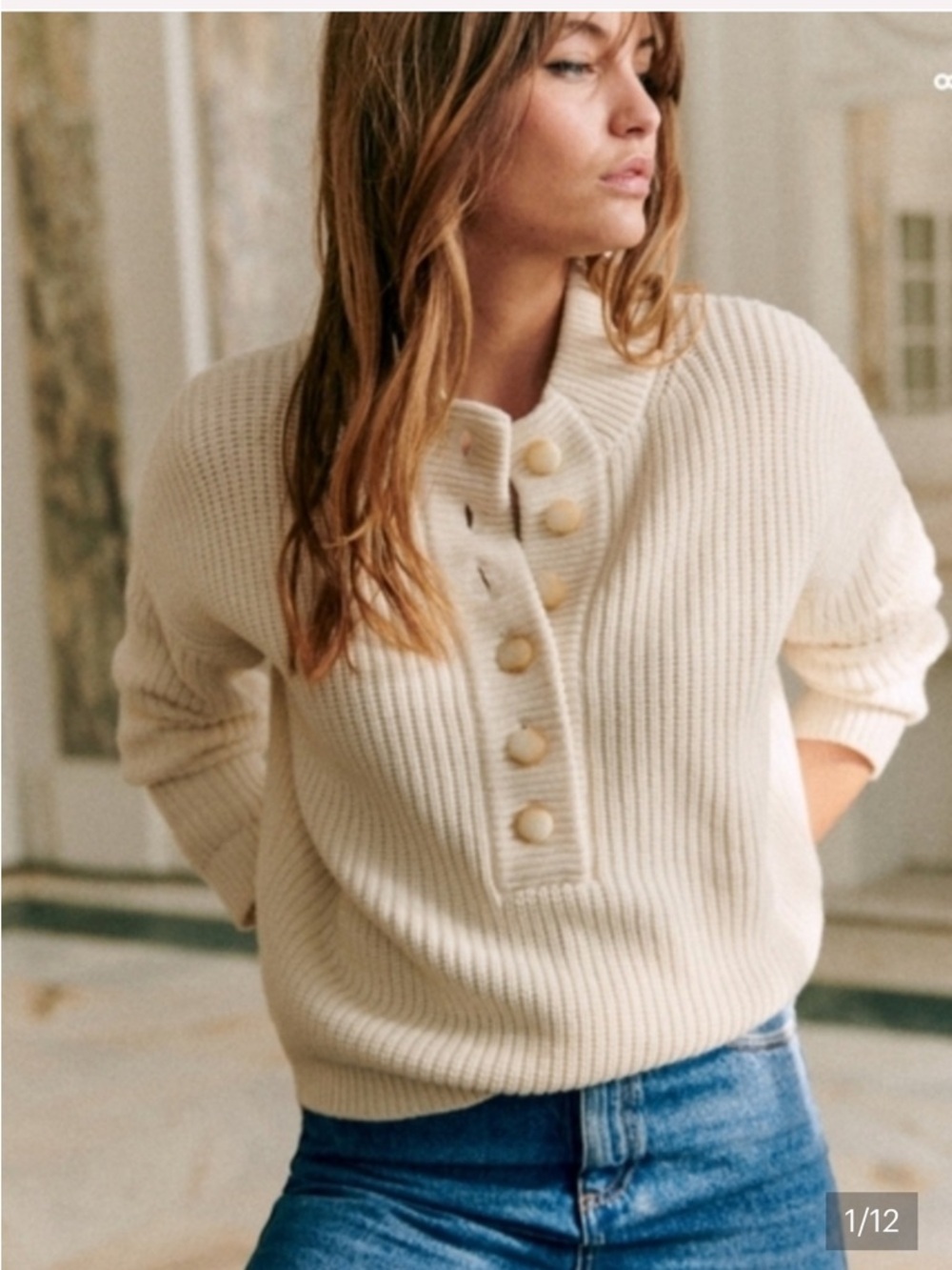 Sézane Lucas Jumper Sweater Small Merino Wool Blend Cozy Knit Pullover